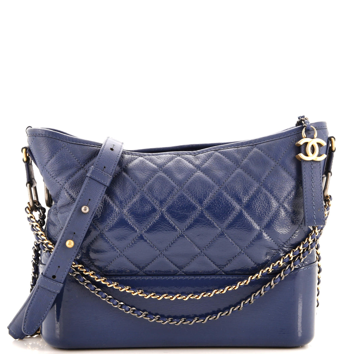 Chanel CHANEL Gabrielle Hobo Quilted Goatskin and Patent Medium