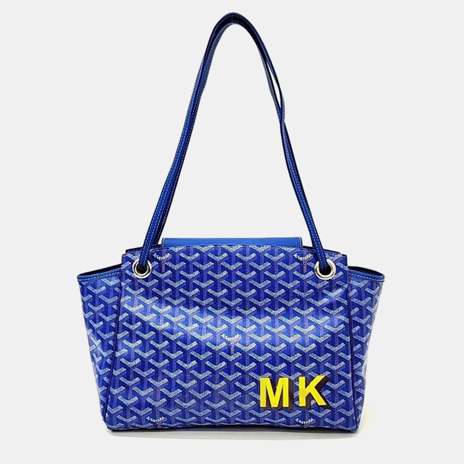 Goyard Blue Canvas Macage Rouette PM Handbag