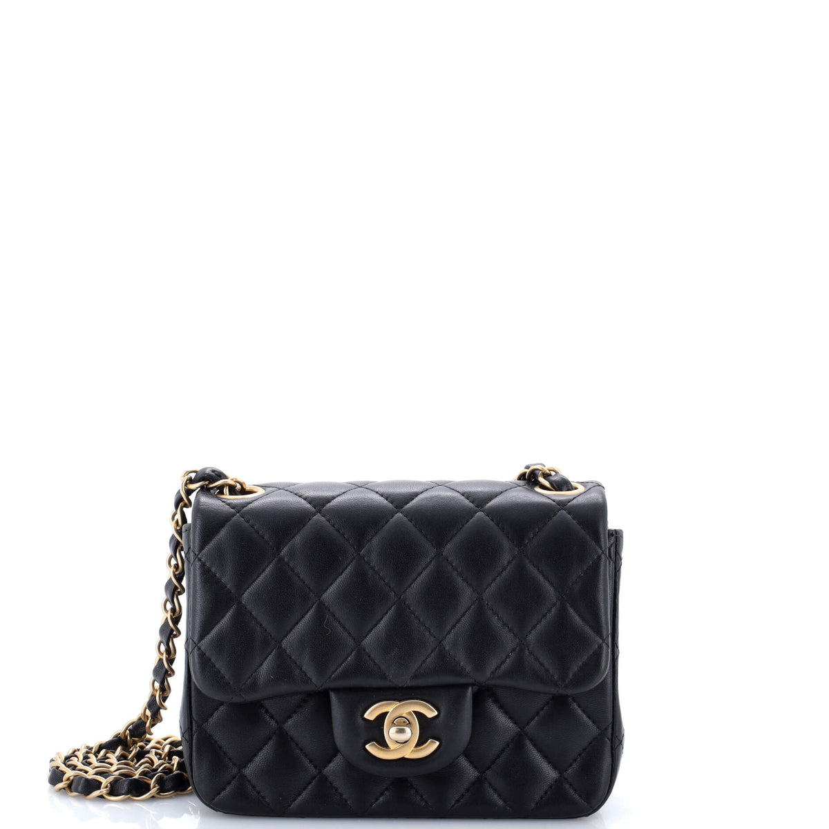 Chanel CHANEL Square Classic Single Flap Bag Quilted Lambskin Mini