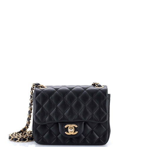 CHANEL Square Classic Single Flap Bag Quilted Lambskin Mini
