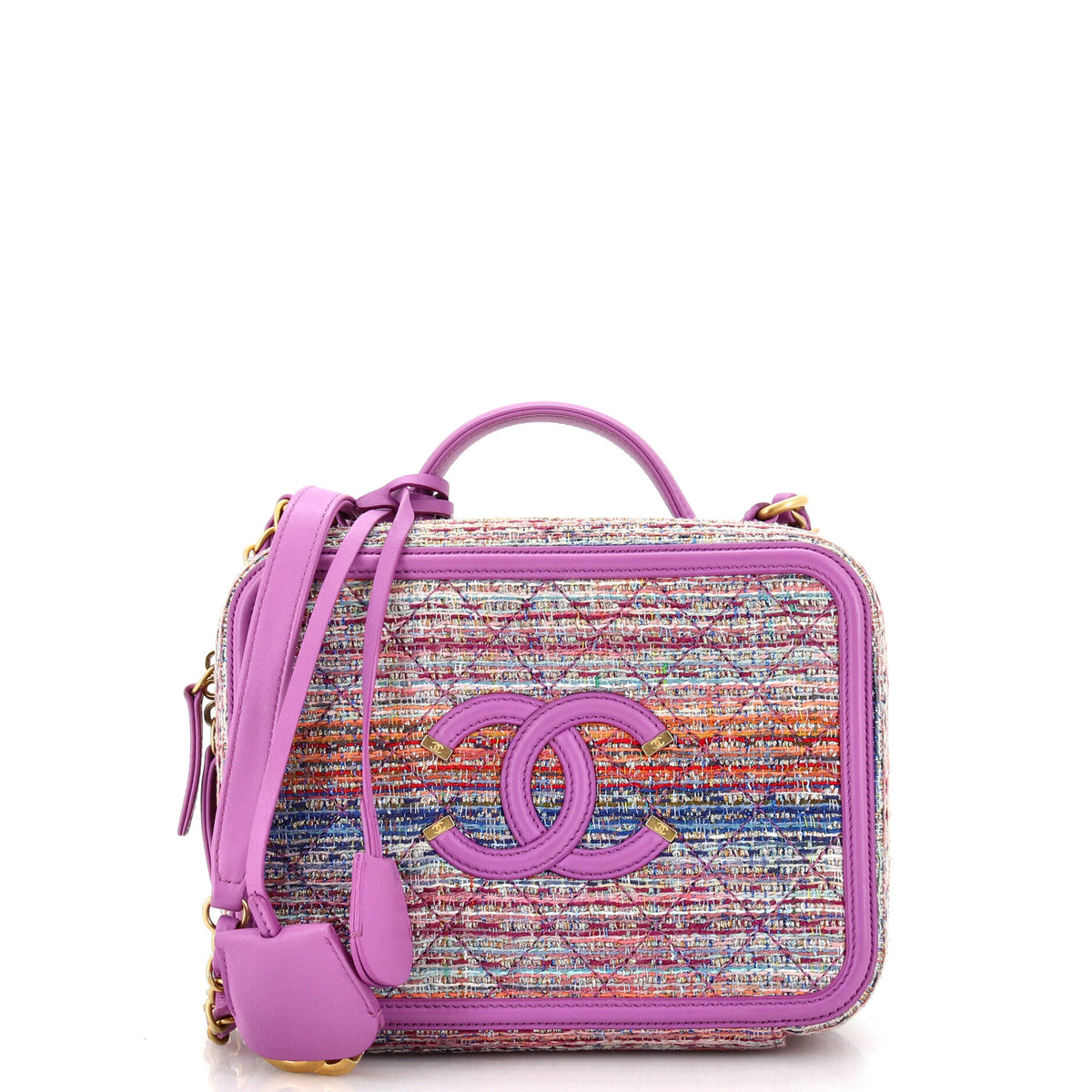 Chanel CHANEL Filigree Vanity Case Quilted Tweed Medium