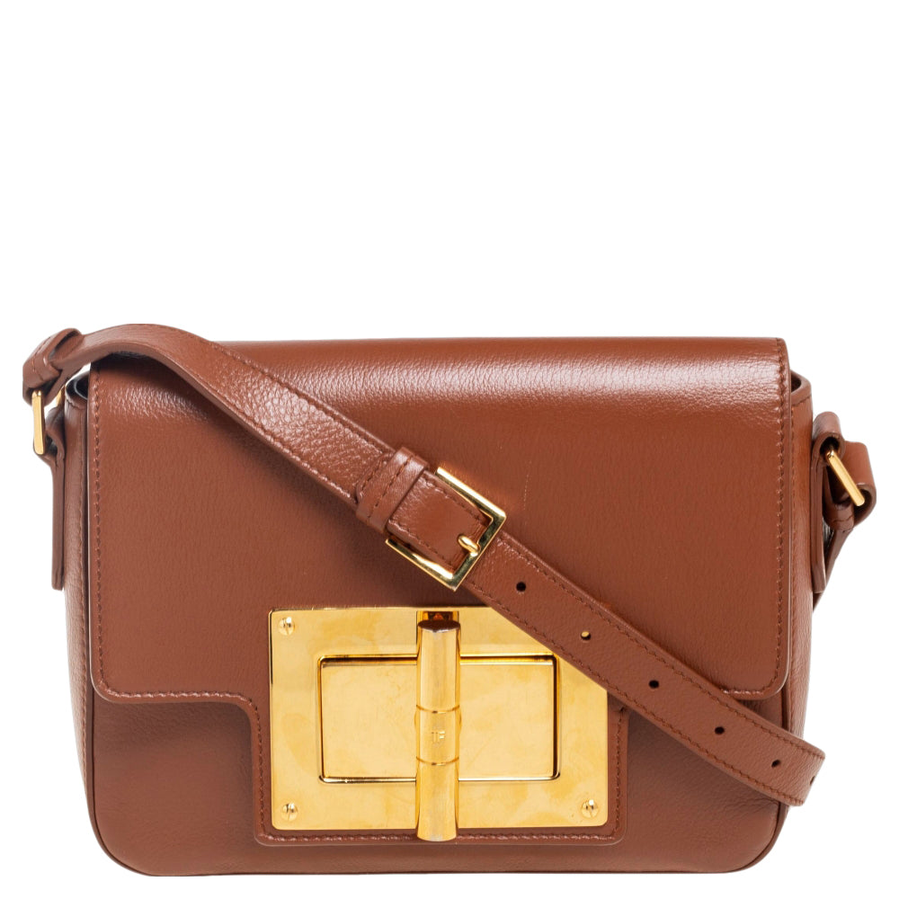 Tom Ford Brown Leather Small Natalia Shoulder Bag