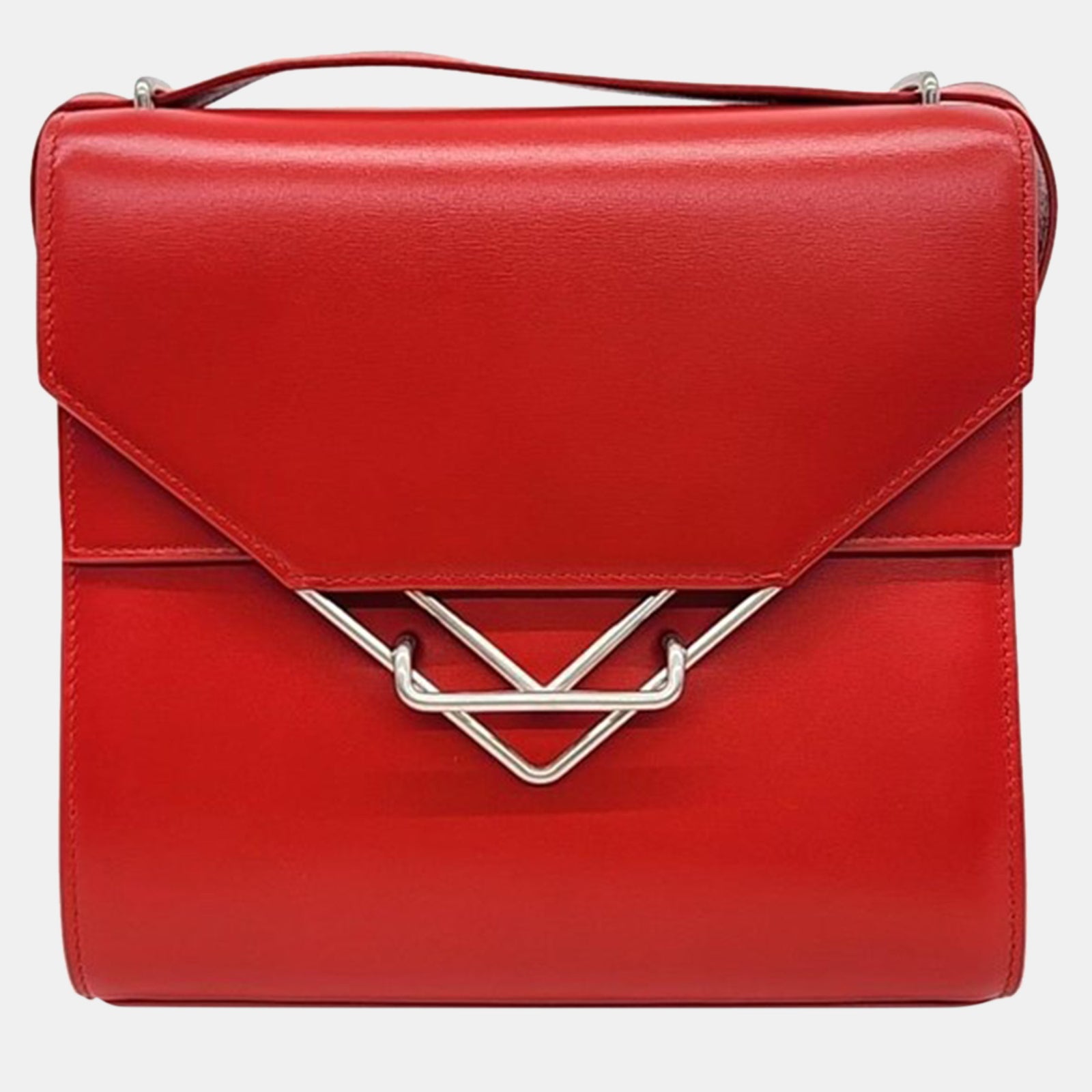 Bottega Veneta Red Leather Clip Shoulder Bag