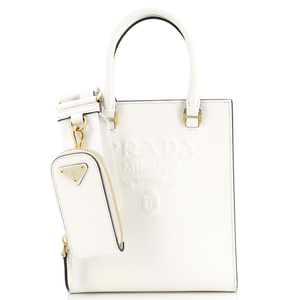 Prada PRADA Lux Embossed Logo Tote Saffiano Leather Small