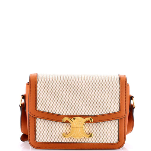 CELINE Triomphe Shoulder Bag Canvas with Leather Teen