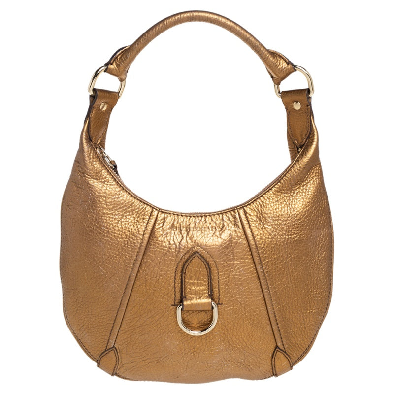 Burberry Metallic Gold Grained Leather Hobo