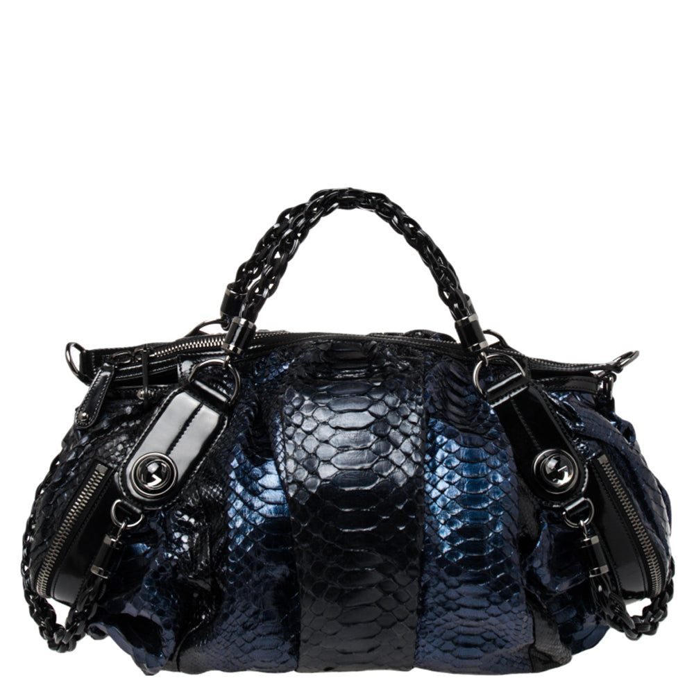 Gucci Blue/Black Python Galaxy Satchel