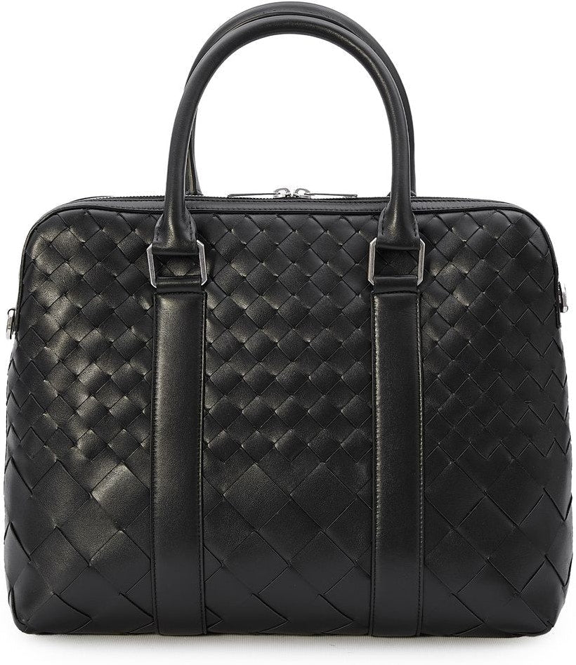 Men's Business Intrecciato Slim Bag in Black | 778081V3R51