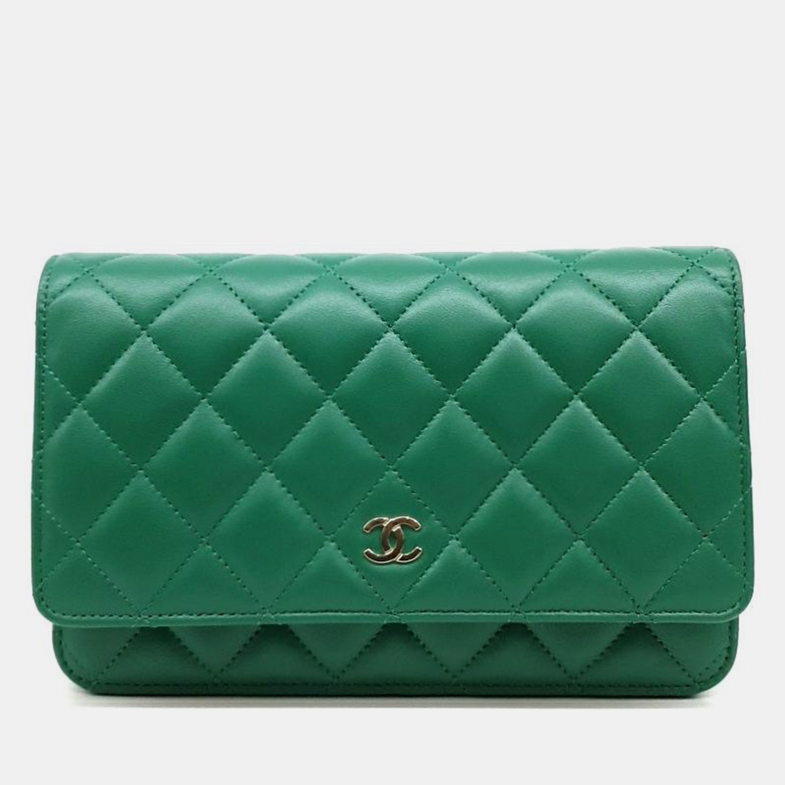 Chanel Green Lamskin WOC Mini Crossbody Bag