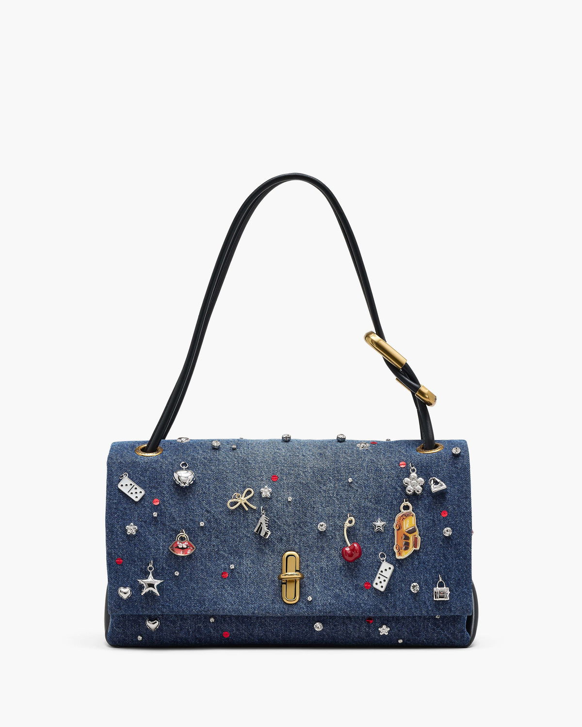Marc Jacobs Marc Jacobs The Trinket Charm Denim Large Dual Bag in Medium Wash Multi