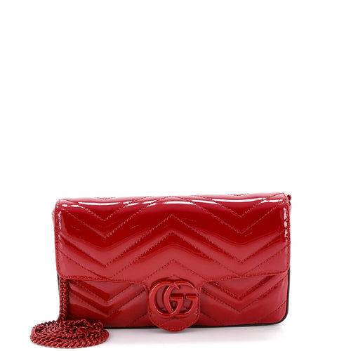 GUCCI GG Marmont Flap Bag Matelasse Patent Mini