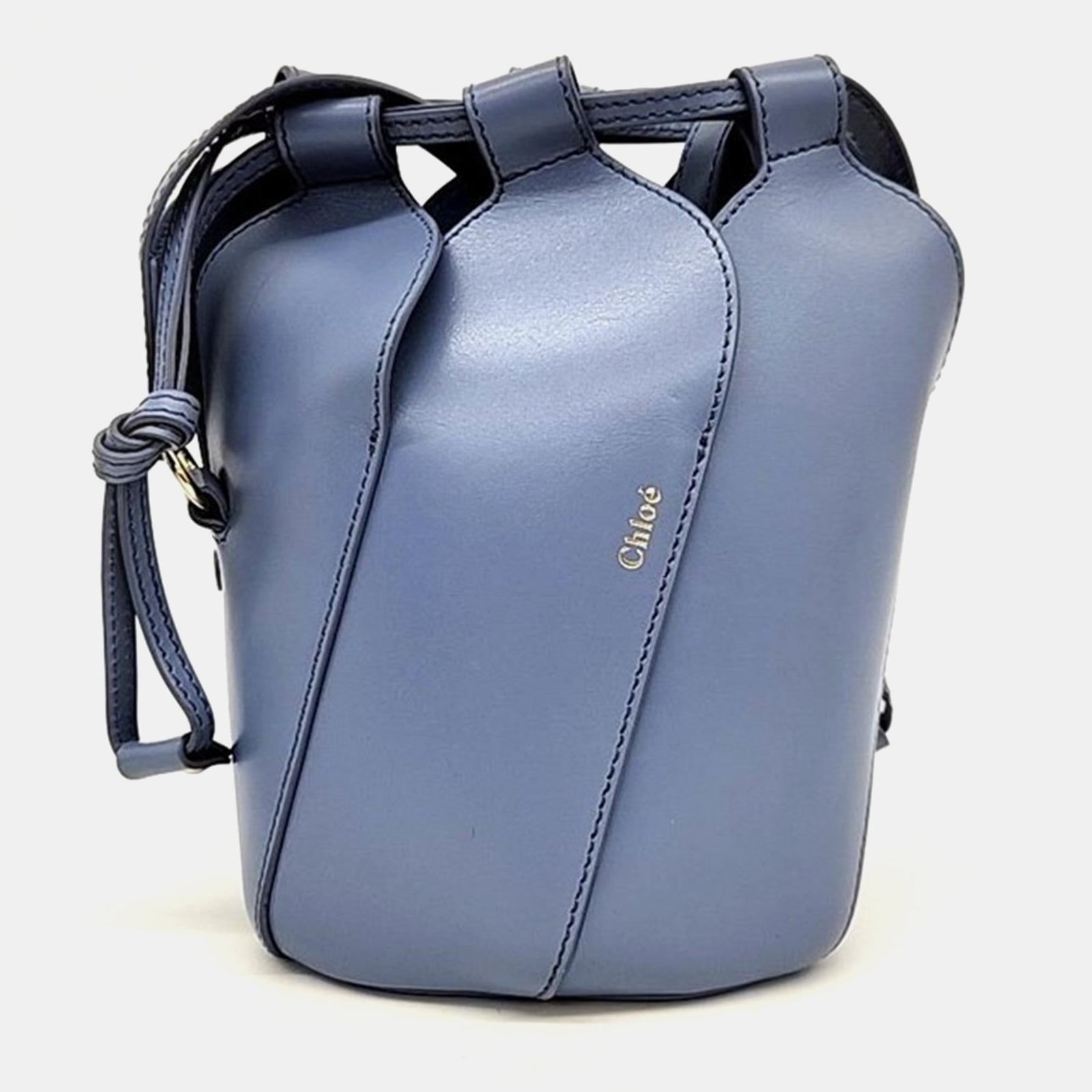 Chloe Blue Leather Mini Tulip Bucket Bag