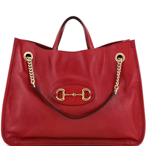 GUCCI Horsebit 1955 Chain Tote Leather Large