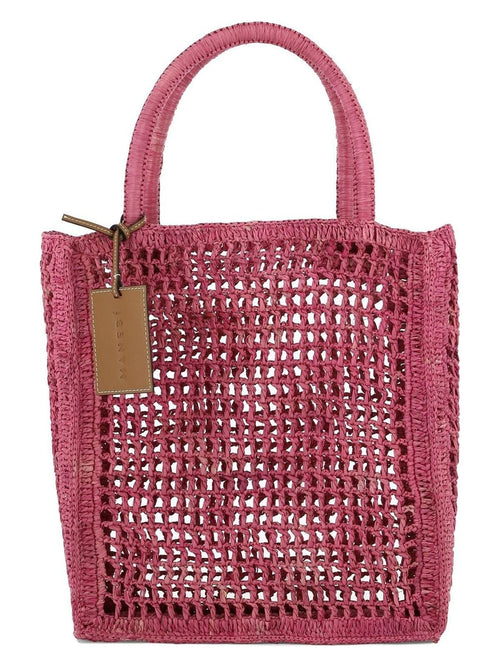 Women's Net Shoulder Bag in Fuchsia | V Color 7.5 Color CHNATURAL Color RAFFIA Color AZALEA