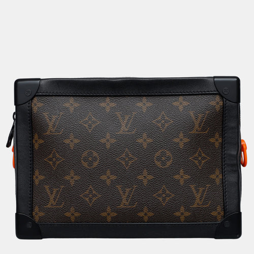 Brown/ Black Leather Monogram Coated Canvas Solar Ray Soft Trunk Bag