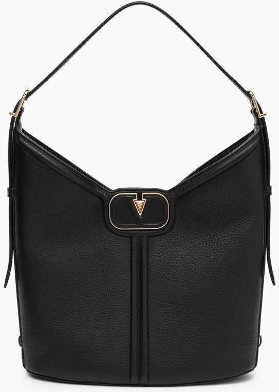 Valentino Garavani Women's Vlogo Leather Hobo Bag in Black | 4W2B0N14LFN