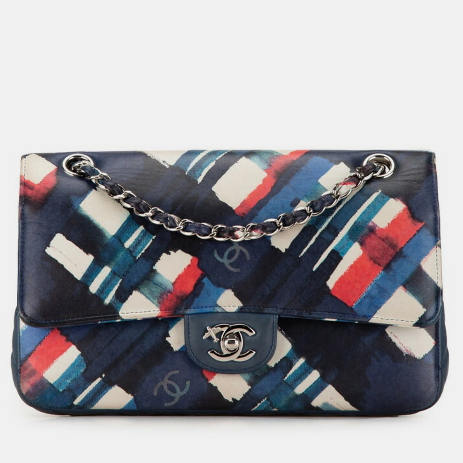 Chanel Sac à bandoulière à double rabat en cuir multicolore pour avion