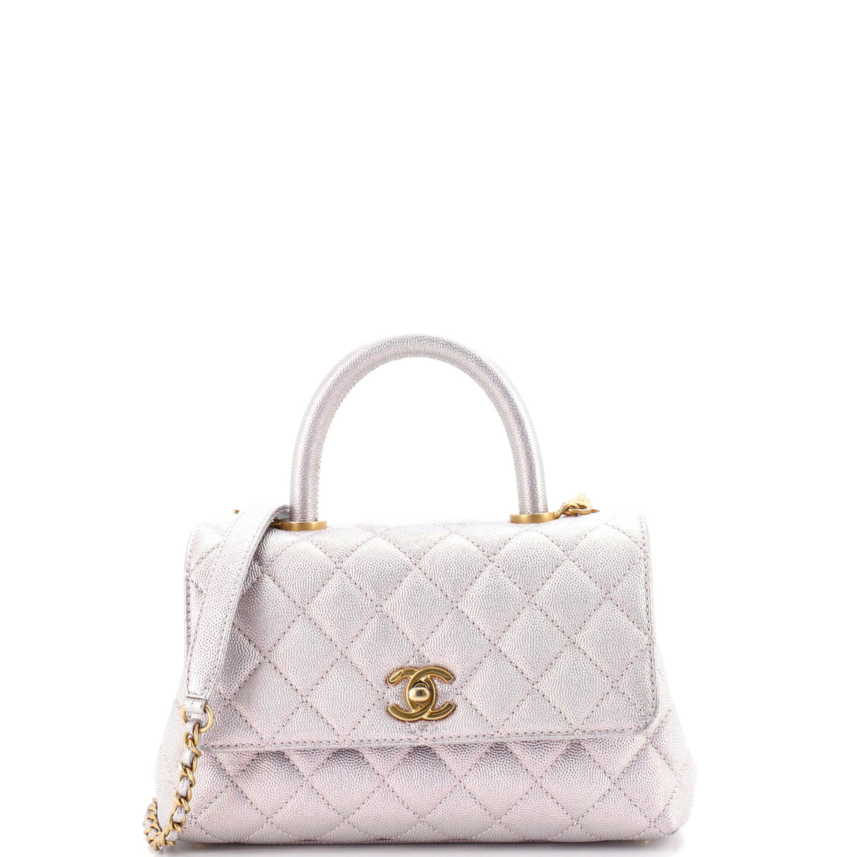 Chanel CHANEL Coco Top Handle Bag Quilted Iridescent Caviar Mini