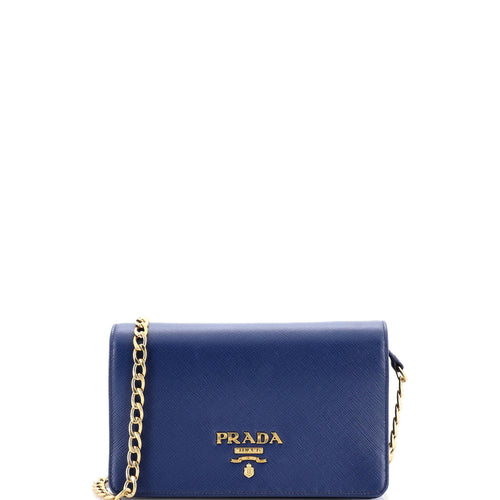 PRADA Chain Wallet Crossbody Saffiano Leather