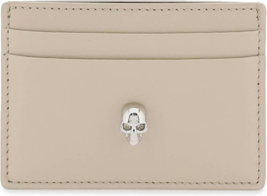 Alexander Mcqueen Women's Saffiano Leather Skull Card Holder in Beige | 6320381AAPE