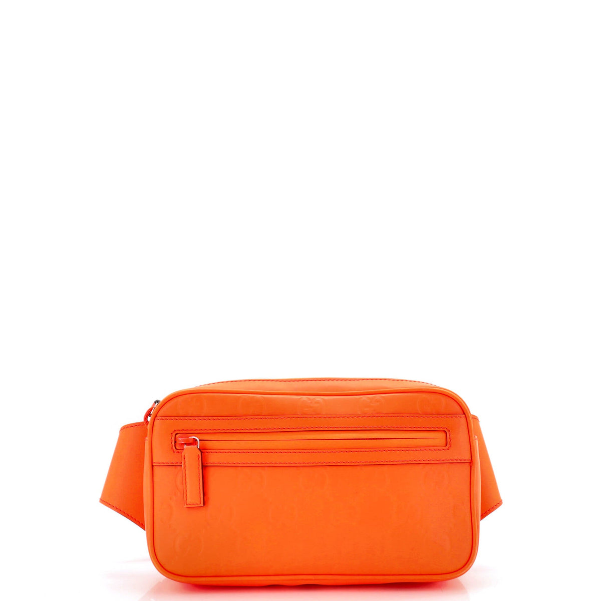Gucci GUCCI Front Zip Belt Bag GG Rubber Effect Leather