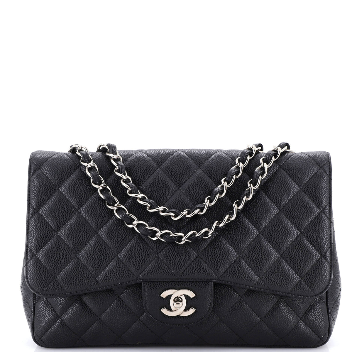 Chanel CHANEL Classic Single Flap Bag Quilted Caviar Jumbo