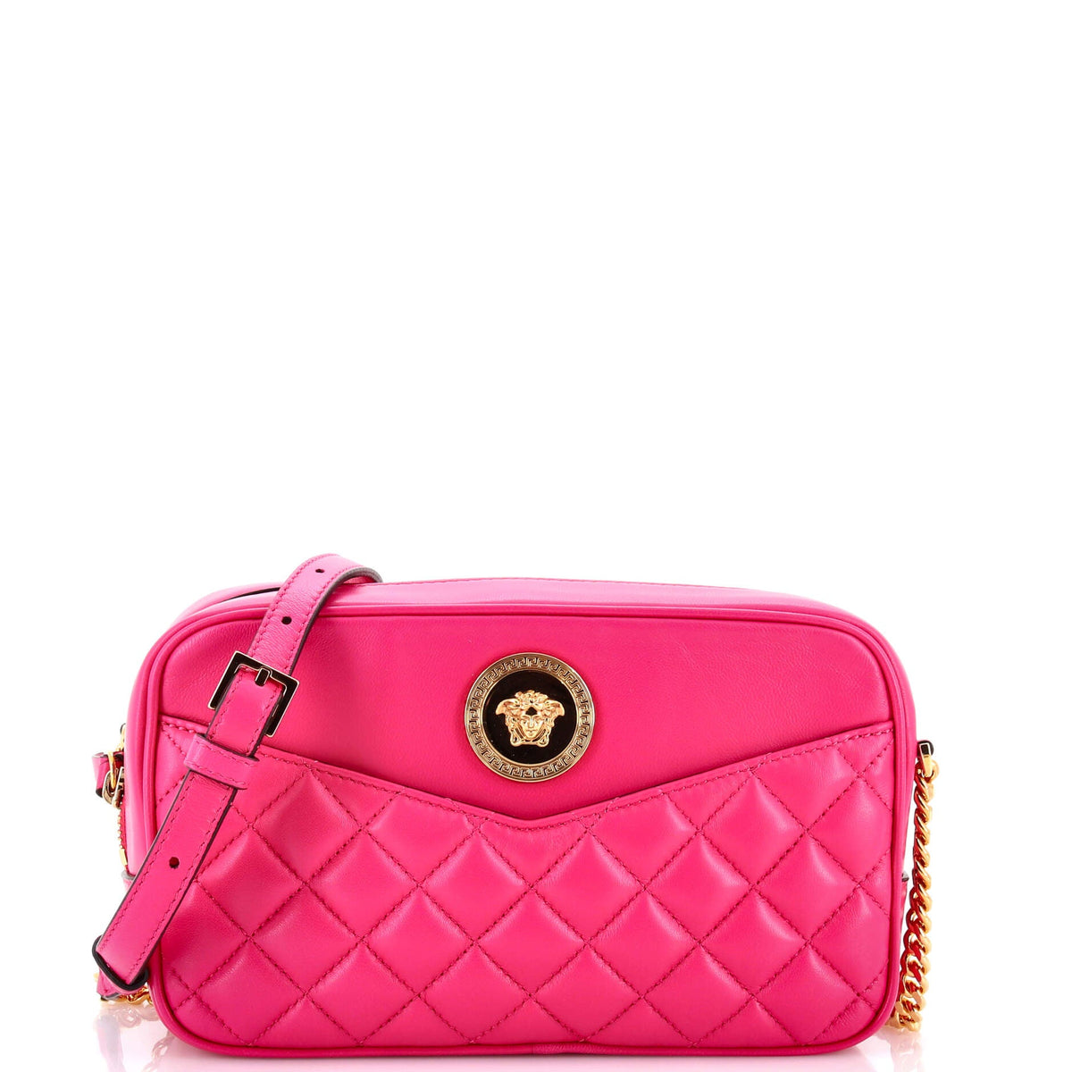Versace VERSACE Medusa Icon Front Slip Pocket Camera Bag Quilted Leather Medium