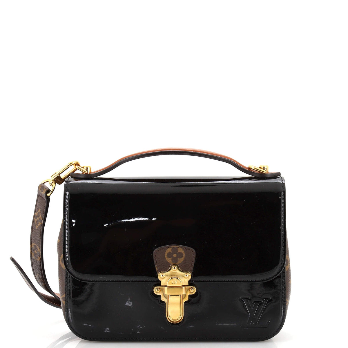 Louis Vuitton Cherrywood Handbag Vernis with Monogram Canvas BB