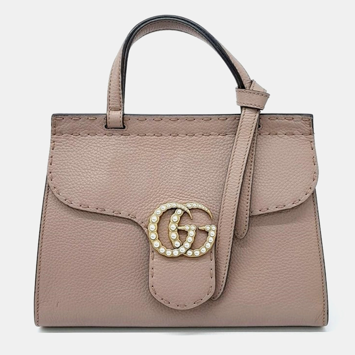 Gucci Beige Leather GG Marmont mini shoulder bag