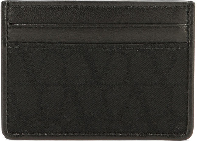 Valentino Garavani Men's Card Holder In Toile Iconographe Technical Fabric in Black | 4Y2P0T83PQE0NO