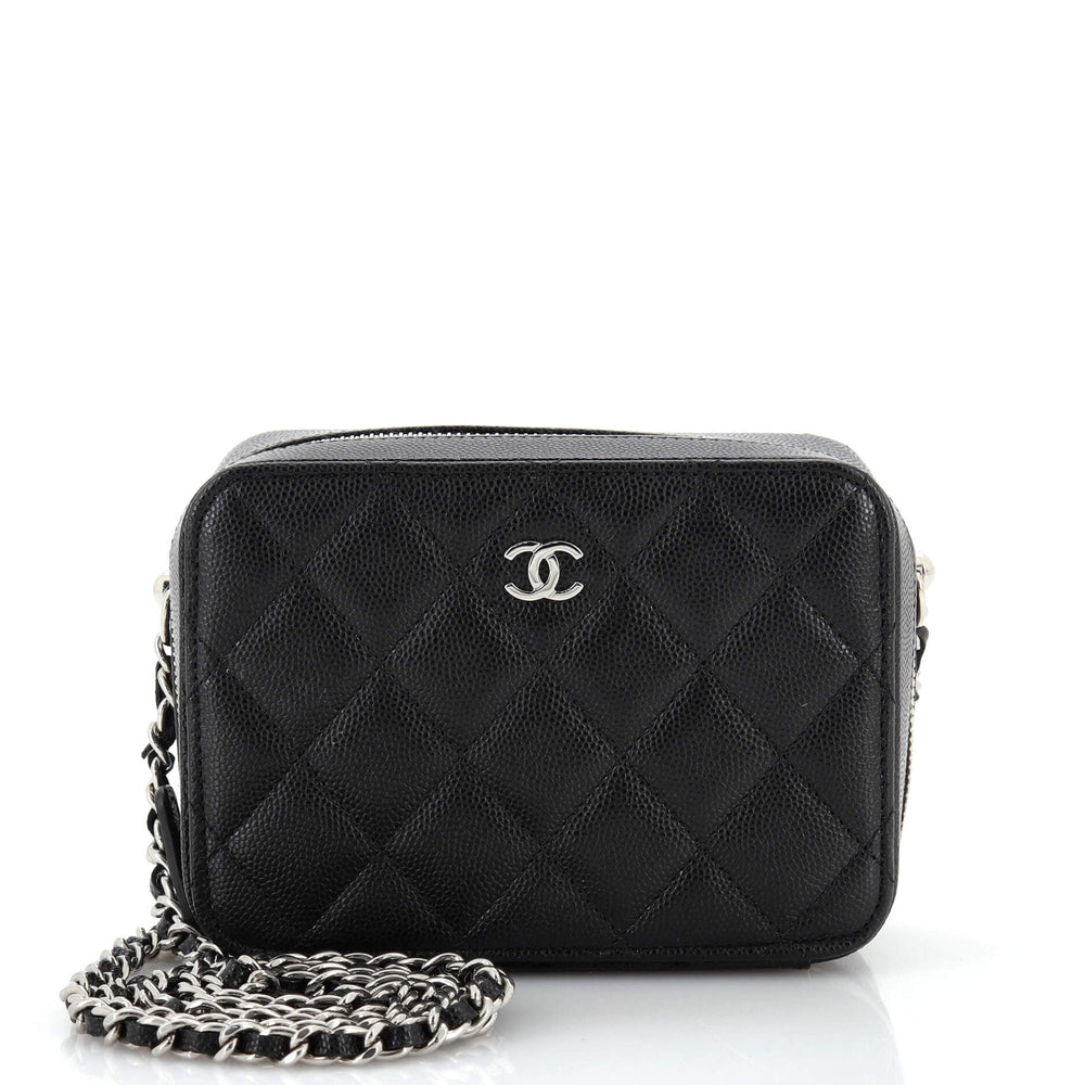 CHANEL Square CC Chain Camera Bag Quilted Caviar Mini