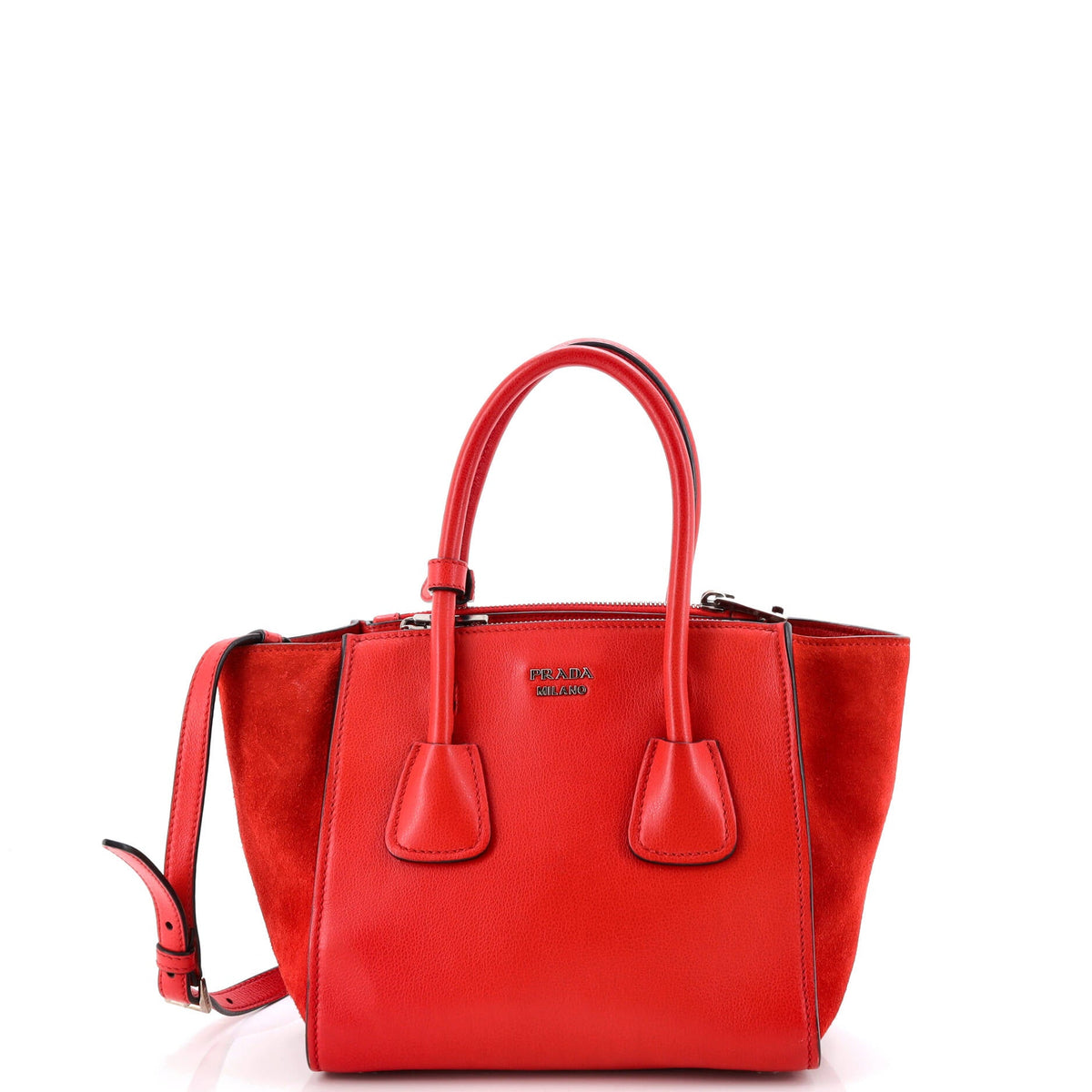 Prada PRADA Twin Pocket Convertible Tote Leather with Suede Mini