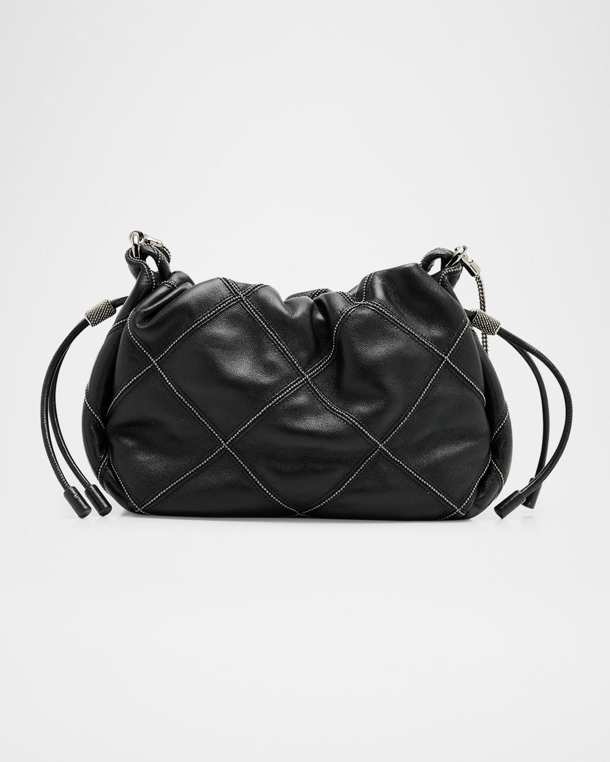 Brunello Cucinelli Monili-Trim Quilted Leather Bucket Bag