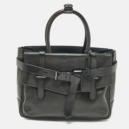 Black Leather Gator Boxer II Tote