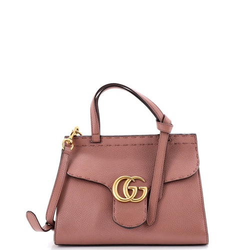GUCCI GG Marmont Top Handle Bag Leather Mini
