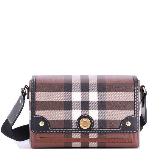 Note Crossbody Bag Check Canvas and Leather Medium