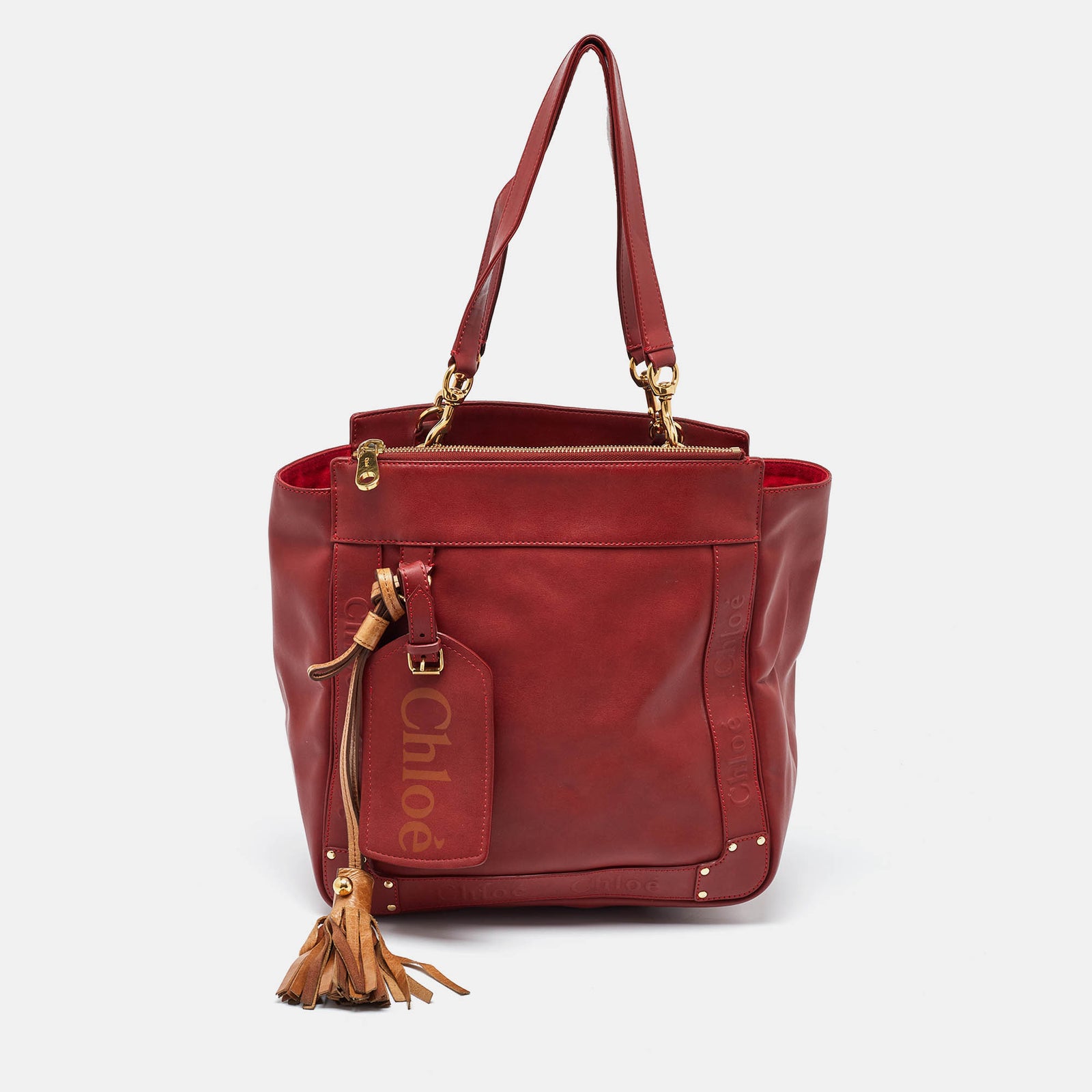 Chloe Cherry Leather Eden Tote