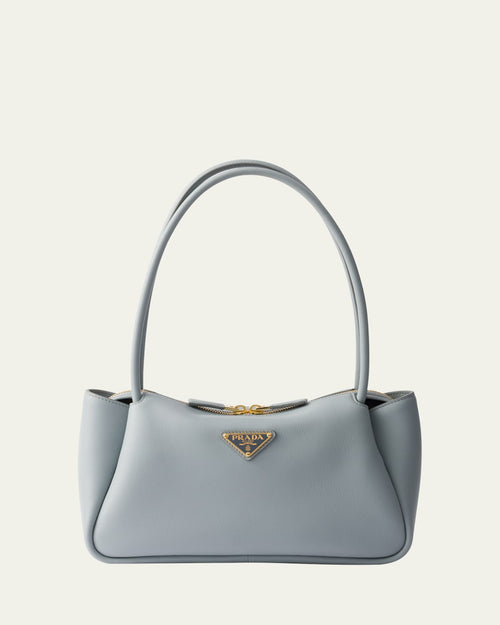 Medium Zip Grain Leather Shoulder Bag