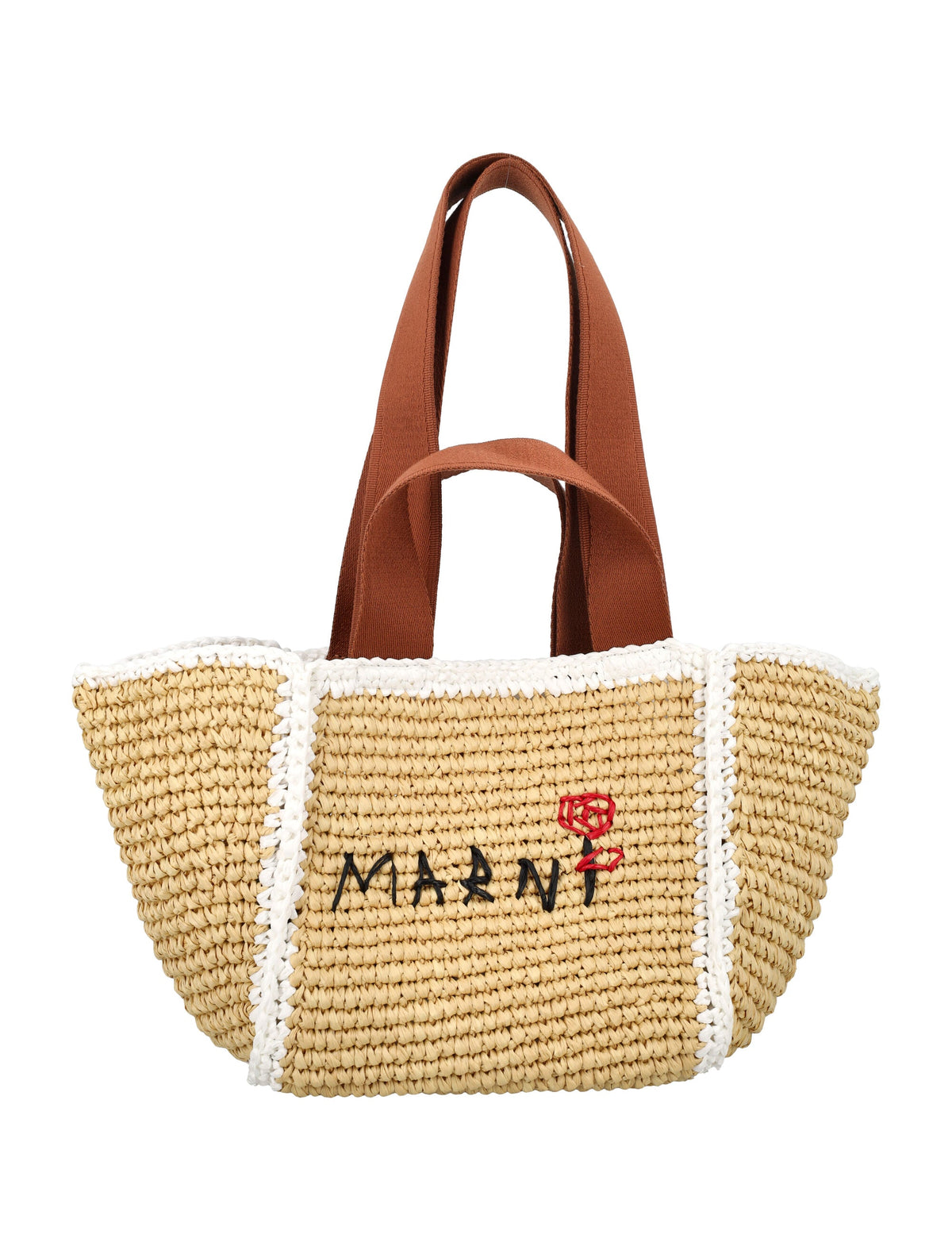 Marni Women's Sillo Small Shopper in Natural/White/Rust | 24ASHMP0121L0P6769 Color ZO761