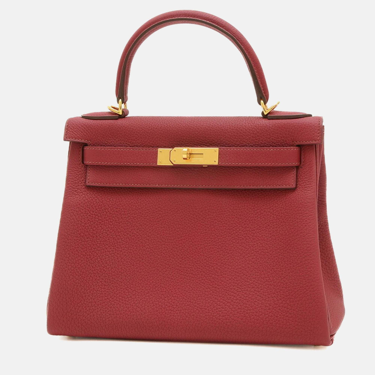 Hermès Rouge Grenat Taurillon Clemence Leather Kelly 28 Tote Bag