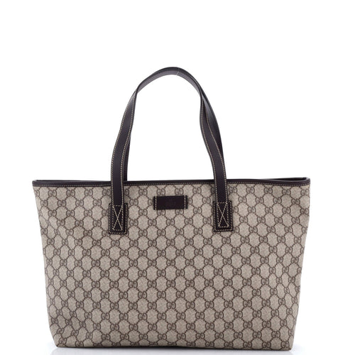 GUCCI Plus Tote GG Coated Canvas with Leather Medium