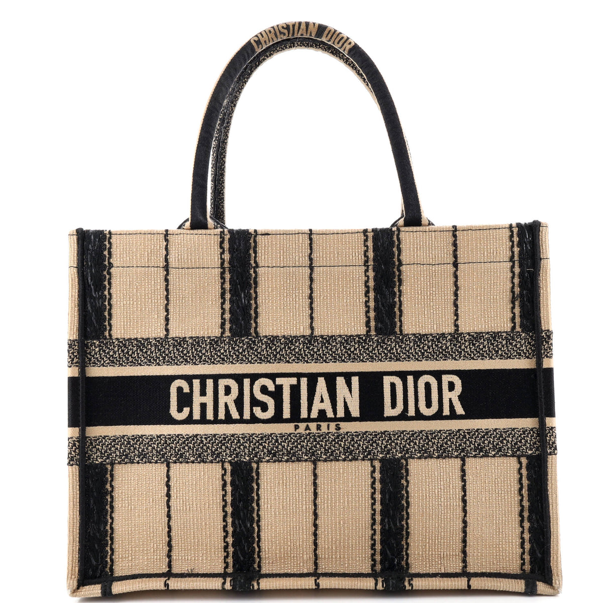 Christian Dior Book Tote Bayadere Stripe Embroidered Canvas Medium