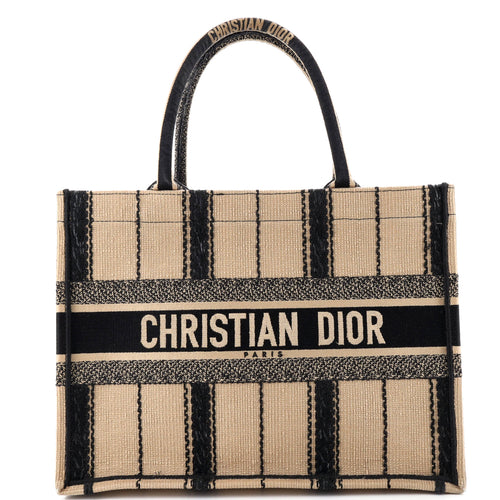 Book Tote Bayadere Stripe Embroidered Canvas Medium