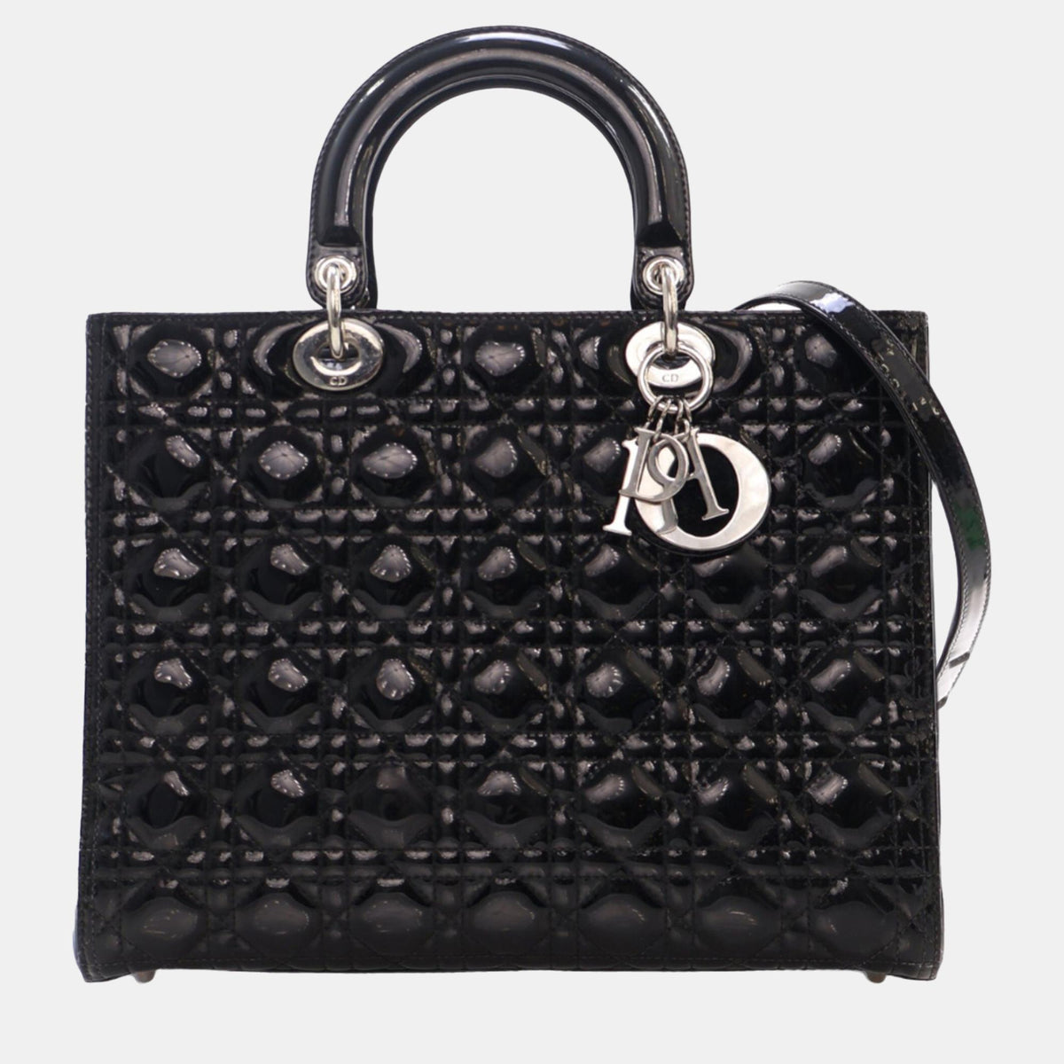 Dior Black Large Patent Cannage Lady Dior