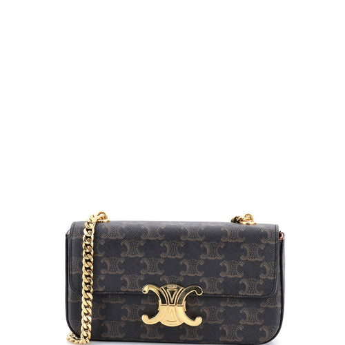 CELINE Triomphe Chain Shoulder Bag Triomphe Coated Canvas Small