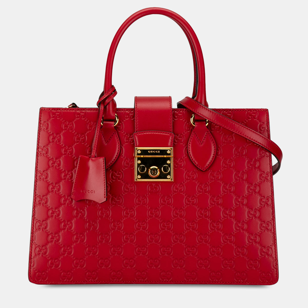 Gucci Medium Guccissima Padlock Double Top Handle Bag