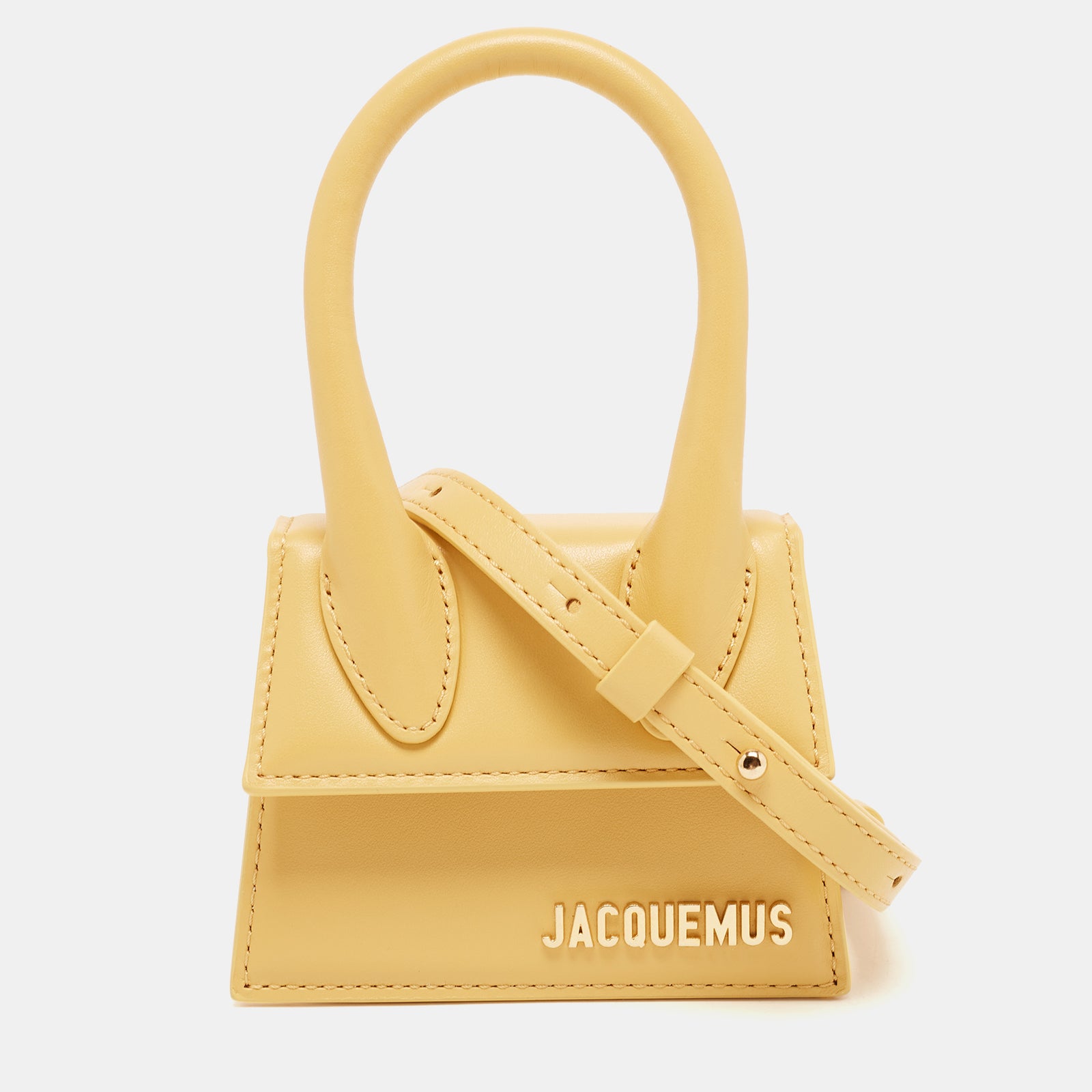 Jacquemus Dark Yellow Leather Mini Le Chiquito Top Handle Bag