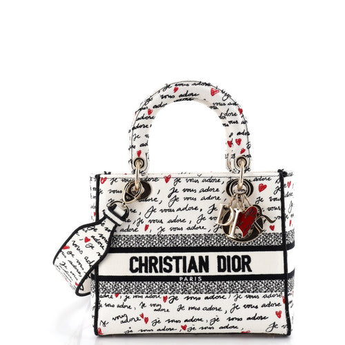 Lady D-Lite Bag Embroidered Canvas Medium