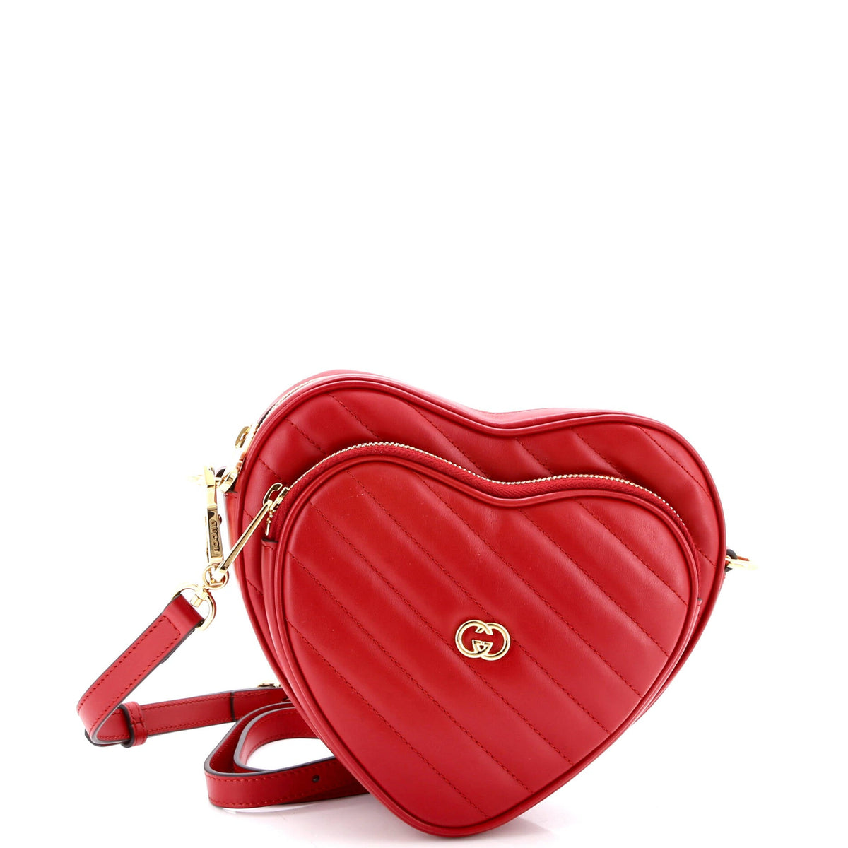Gucci GUCCI Interlocking G Heart Shoulder Bag Diagonal Quilted Leather Mini
