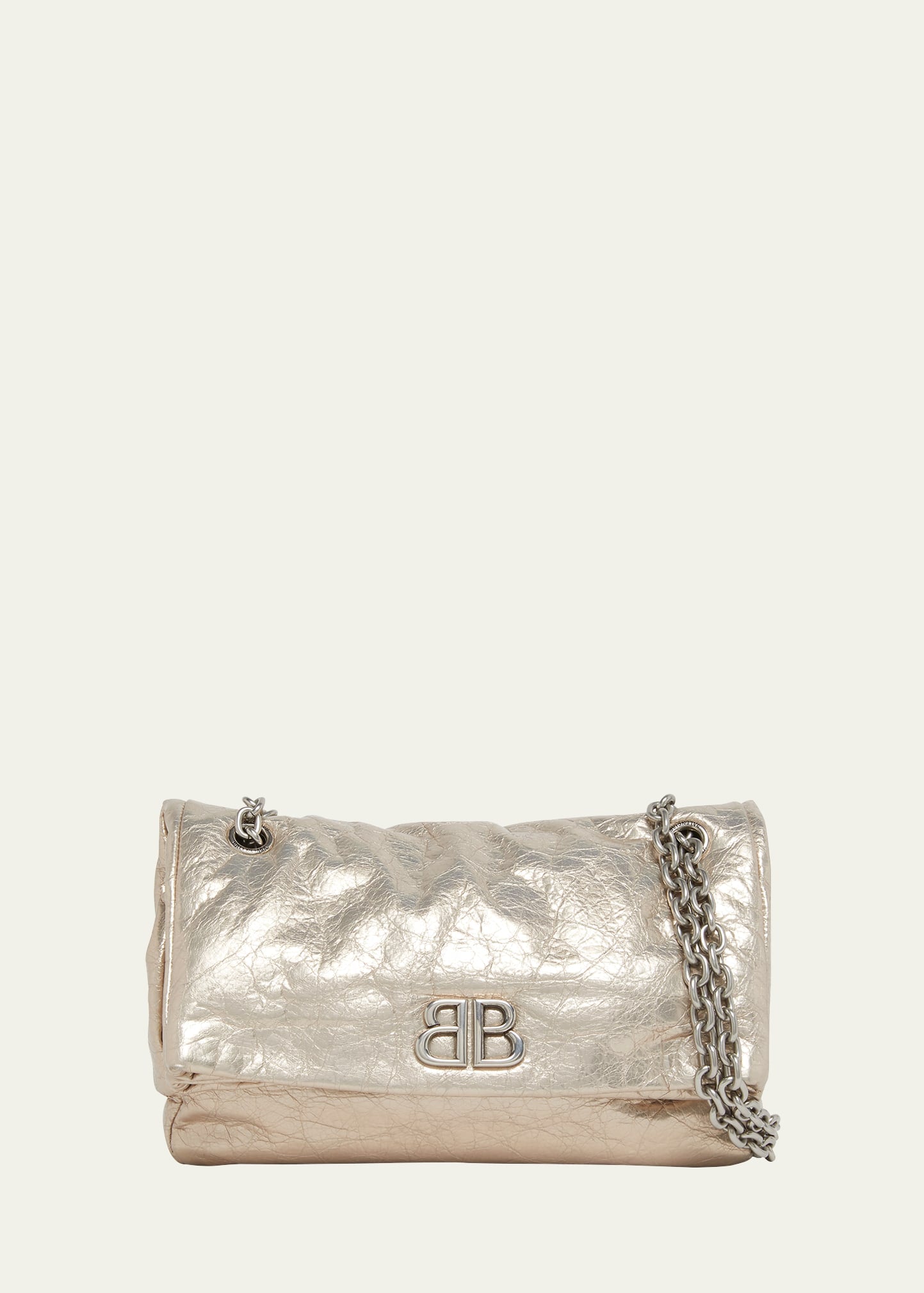 Balenciaga Monaco Small Metallic Leather Shoulder Bag